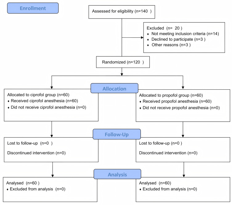 Comparison of Ciprofol-Based and Propofol-Based Total Intravenous Anesthesia on Postoperative Recovery Quality in Patients Undergoing Hysteroscopic Surgery: A Randomized Non-Inferiority Trial.