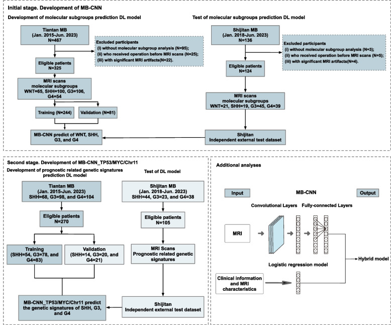 Exploring deep learning and hybrid approaches in molecular subgrouping and prognostic-related genetic signatures of medulloblastoma.
