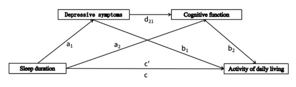 The impact of sleep duration, depressive symptoms, and cognitive function on daily activity among Chinese older adults: a serial multiple mediation model.