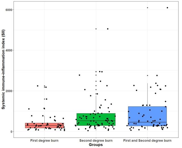 Evaluation of systemic immune inflammation index, HALP score, neutrophil-lymphocyte ratio and platelet-lymphocyte ratio in pediatric burned patients.