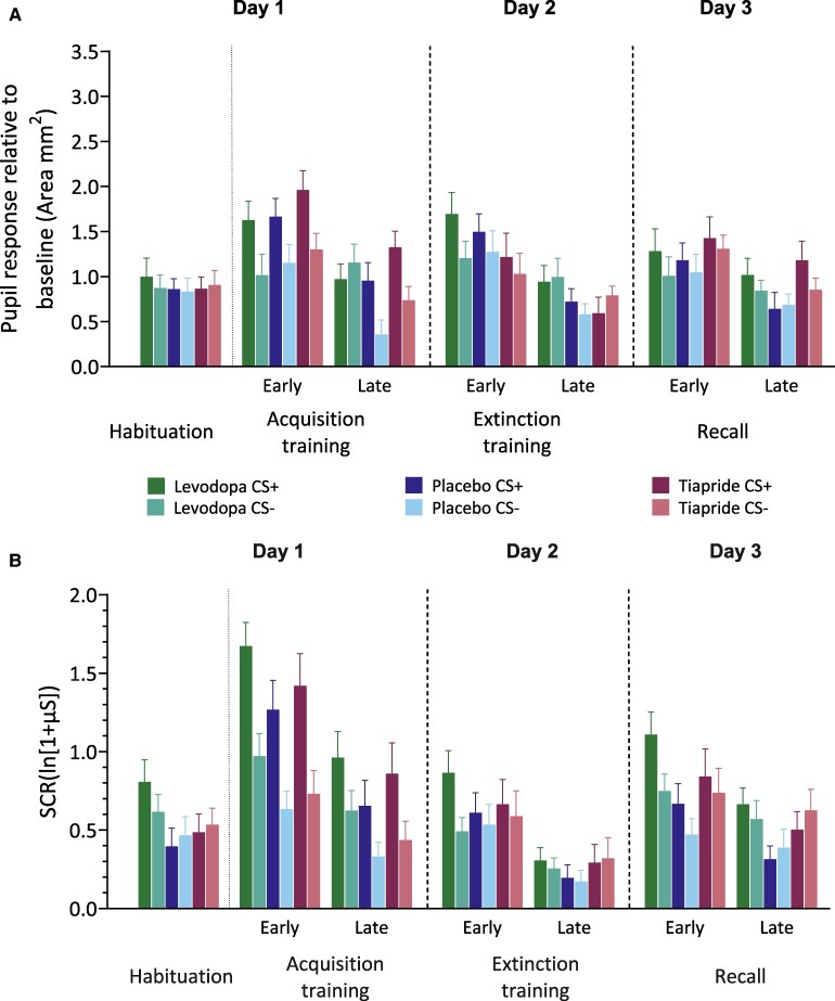 Dopaminergic drugs modulate fear extinction-related processes in humans, but effects are mild.