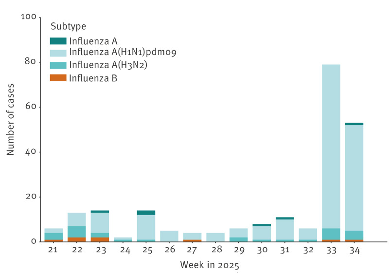 An interseasonal outbreak of influenza A(H1N1)pdm09 related to a music festival, Denmark, August 2025.