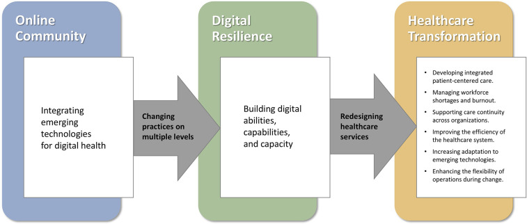 Building digital resilience: leading healthcare transformation through an online community.