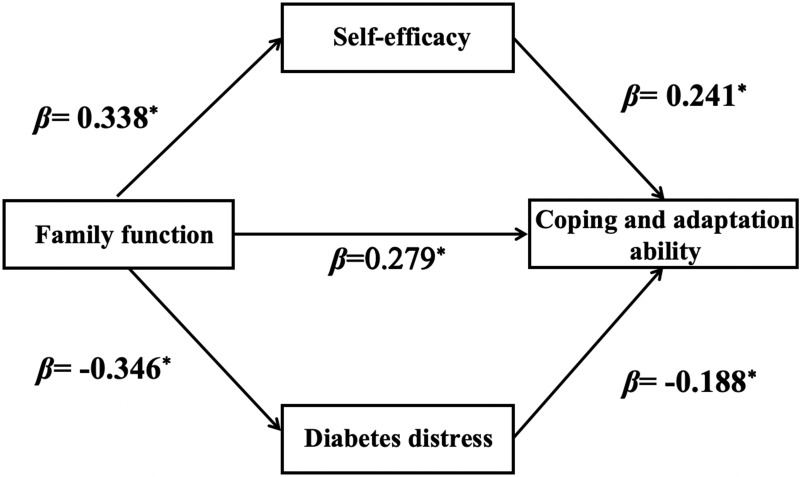 Diabetes Distress and Self-Efficacy Mediate the Relationship Between Family Function and Coping in Young and Middle-Aged Patients with Type 2 Diabetes Mellitus.