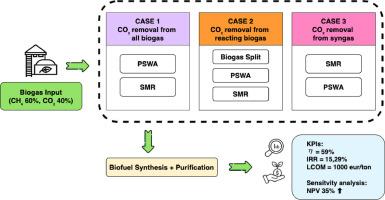 Comparative techno-economic analysis on a biogas reforming plant: Case study on partial upgrading with a pressure swing water absorption