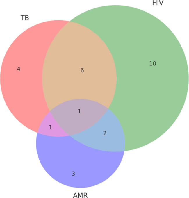 Evaluation of integration in WHO's tuberculosis, HIV, and antimicrobial resistance policies through the social-ecological lens.