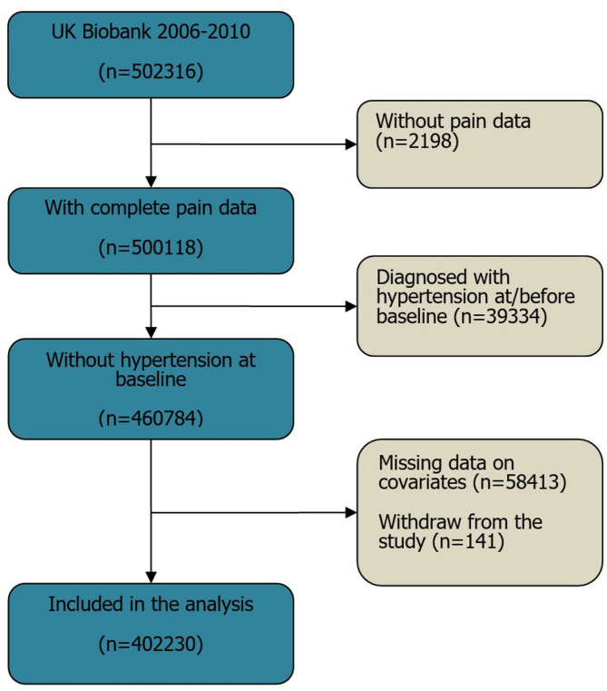 Chronic pain and incident hypertension: an observational study of 0.4 million adults.