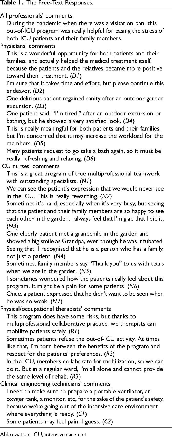 Healthcare Professionals' Perceptions of Patients' Out-of-ICU Activities: Exploring Opportunities for Humanizing ICU Care.