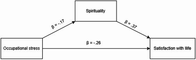 The mediating role of spirituality in the relationship between occupational stress and satisfaction with life among nurses.