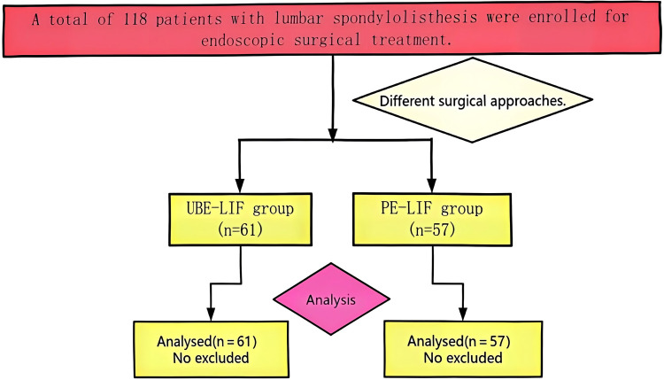 Comparison of clinical efficacy of two approaches for endoscopic lumbar fusion surgery in the treatment of single-segment lumbar spondylolisthesis.