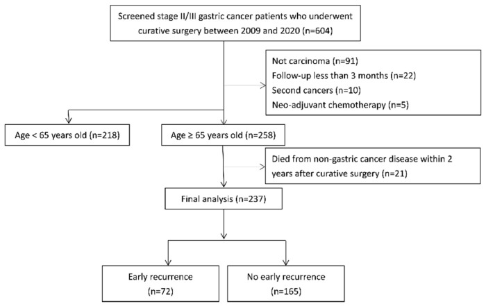 Lymph Node Ratio as a Risk Factor for Early Recurrence in Older Patients with Stage II/III Gastric Cancer: A Retrospective Study.