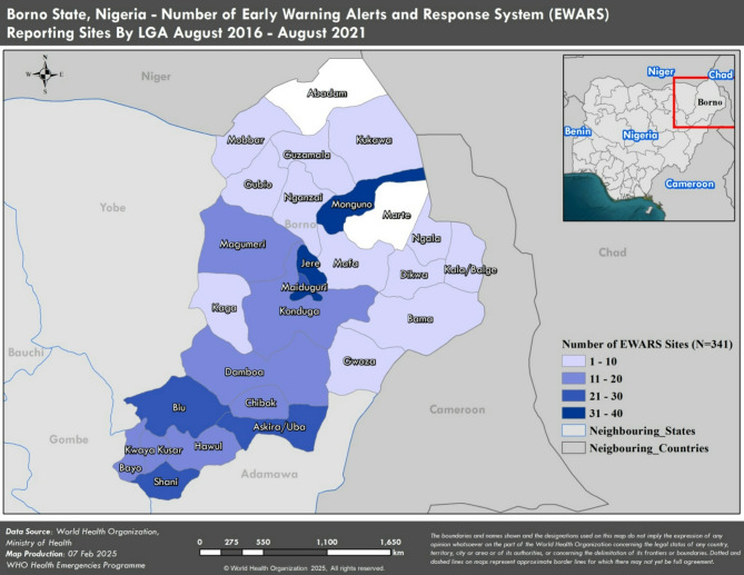 A review of the performance of the early warning alert and response system (EWARS) in conflict-affected Borno State, Nigeria: a five-year descriptive analysis.