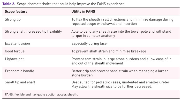 Is there a "Best ureteroscope" for flexible ureteroscopy with FANS: an EAU-endourology perspective.