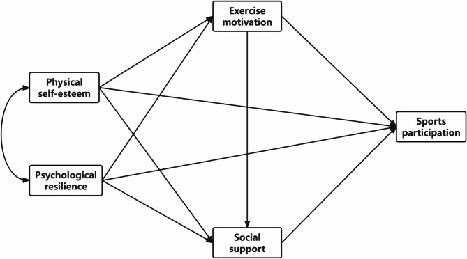 The mechanism of how adolescents' physical self-esteem and psychological resilience influence sports participation: the chain mediating roles of exercise motivation and social support.