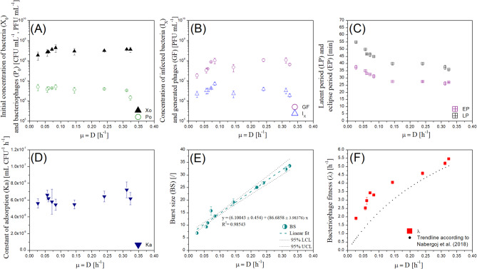 Bacteriophage T4 propagation in E.coli exposed to severe substrate limitation.