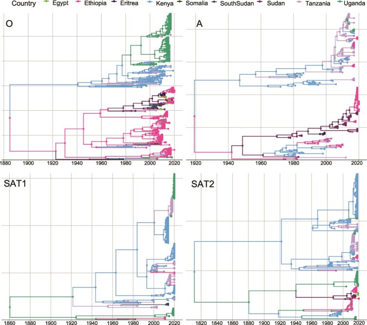 Tracing the spread and phylogeography of foot-and-mouth disease virus across East and the Horn of Africa.
