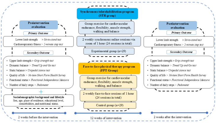 Effectiveness of Synchronous Telerehabilitation Versus Face-to-Face Physical Therapy in Older Adults Who Are Frail: Protocol for a Randomized Controlled Trial.