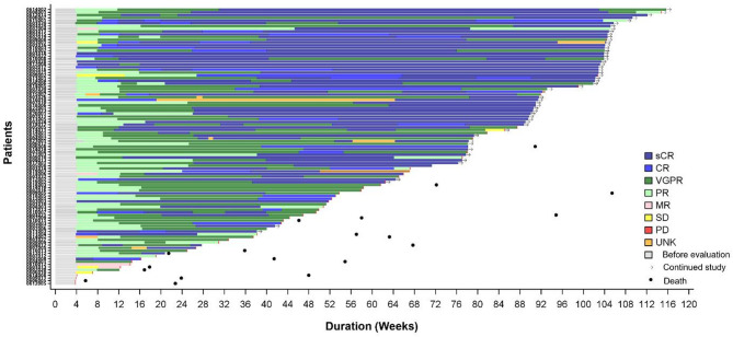 Phase II study of zevorcabtagene autoleucel, a fully human BCMA-targeting CAR T cell therapy, in patients with relapsed/refractory multiple myeloma.