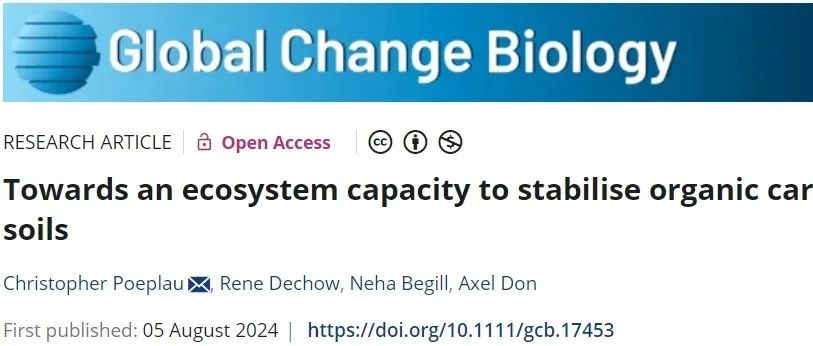 全球尺度评估丨GLOBAL CHANGE BIOL：提高生态系统稳定土壤有机碳的能力