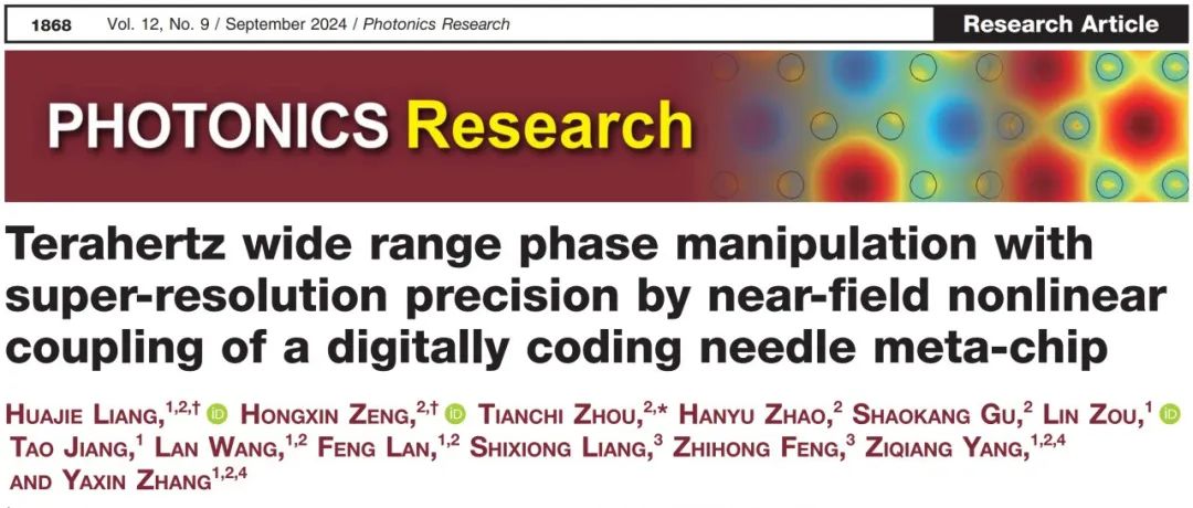 [文献速递Vol.268]-基于数字编码针状元芯片近场非线性耦合的超分辨率太赫兹宽相位控制