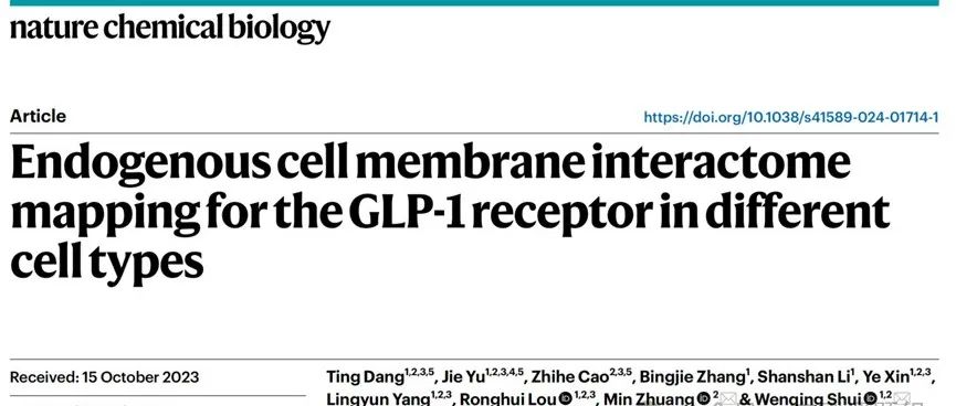Nat. Chem. Bio. | 不同细胞类型中 GLP-1 受体的内源性细胞膜相互作用组图谱