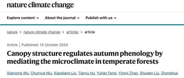 冠层结构通过调节温带森林的小气候来调节秋季物候 ｜ 全文翻译版