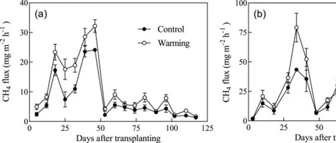 稻田甲烷排放| SOIL BIOL BIOCHEM：变暖通过产甲烷和产甲烷营养群落的变化增加了稻田的CH4排放