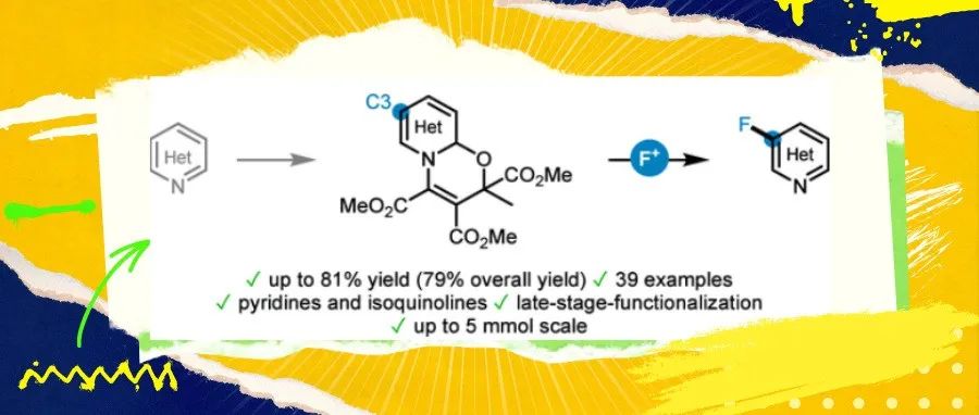 JACS：吡啶和异喹啉的形式间位C-H氟化反应