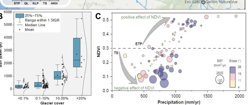 Science Advances | 北大李东锋课题组揭示青藏高原冰川-气候-植被对河流产沙模式的影响机制