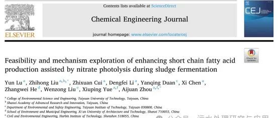 分享一篇文献：污泥发酵中硝酸盐光解促进短链脂肪酸产生的可行性及机理探讨