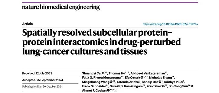 文献分享 ｜Nature Biomedical Engineering｜肺癌组织中蛋白质相互作用的空间解析