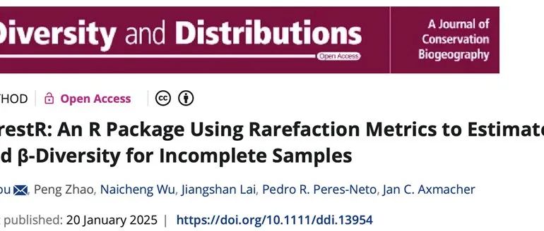 Diversity and Distributions |  R包rarestR: 用稀疏标准化法计算生物多样性