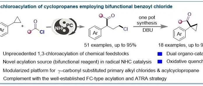 东北师大郑光范/张前：NHCs催化苯甲酰氯为双功能试剂的环丙烷1,3-酰氯化反应