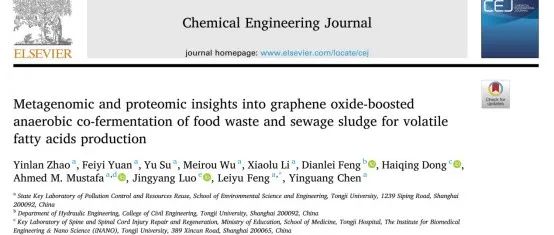 对氧化石墨烯促进的餐厨垃圾和活性污泥厌氧协同发酵用于挥发性脂肪酸生产的宏基因组学和蛋白质组学见解