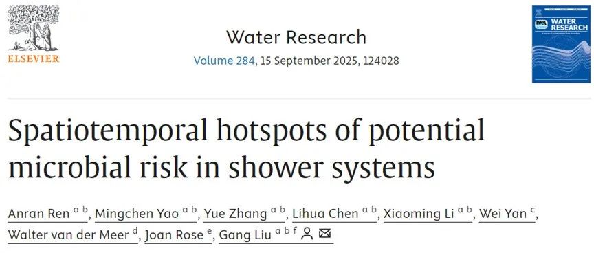 中国科学院生态环境研究中心刘刚团队WR：淋浴系统潜在微生物风险的时空热点