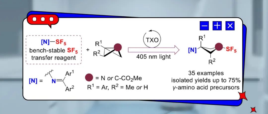 【JACS】法国里昂第一大学Anis Tlili：‌能量转移光催化下，通过张力释放促进五氟硫基取代四元环的合成