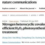 同济大学毛舜团队Nat. Commun.：氮杂环共价有机框架助力高效光合成过氧化氢与原位水处理