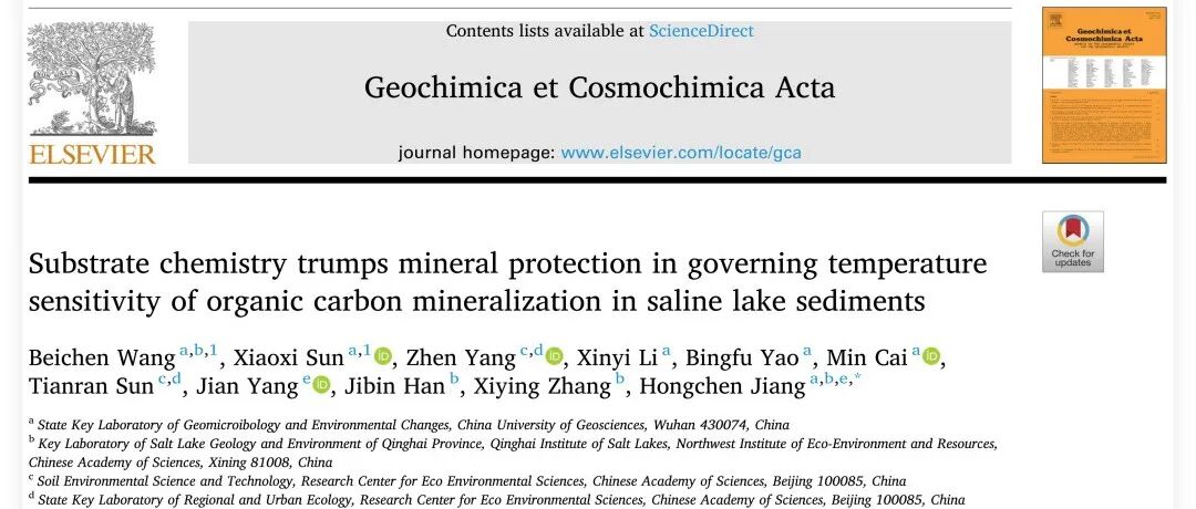 GCA丨湖泊沉积物有机碳稳定性机制：底物化学特征比矿物保护作用更重要