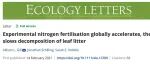 Ecology Letters | 氮添加对叶凋落物分解的双重效应