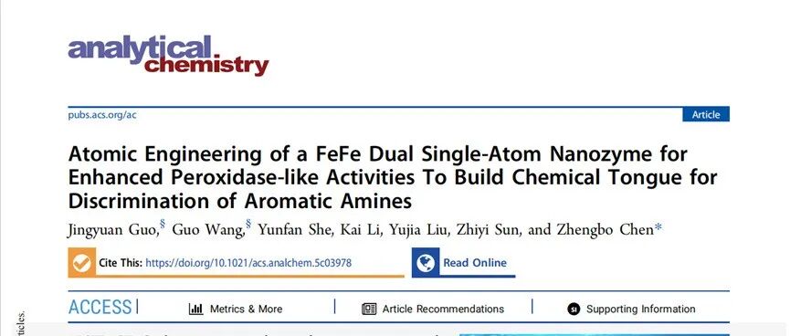 Anal. Chem. | FeFe双单原子纳米酶实现芳香胺精准检测