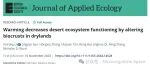 [文献导读] Journal of Applied Ecology | 气候变暖通过改变干旱地区的生物结皮降低沙漠生态系统的功能