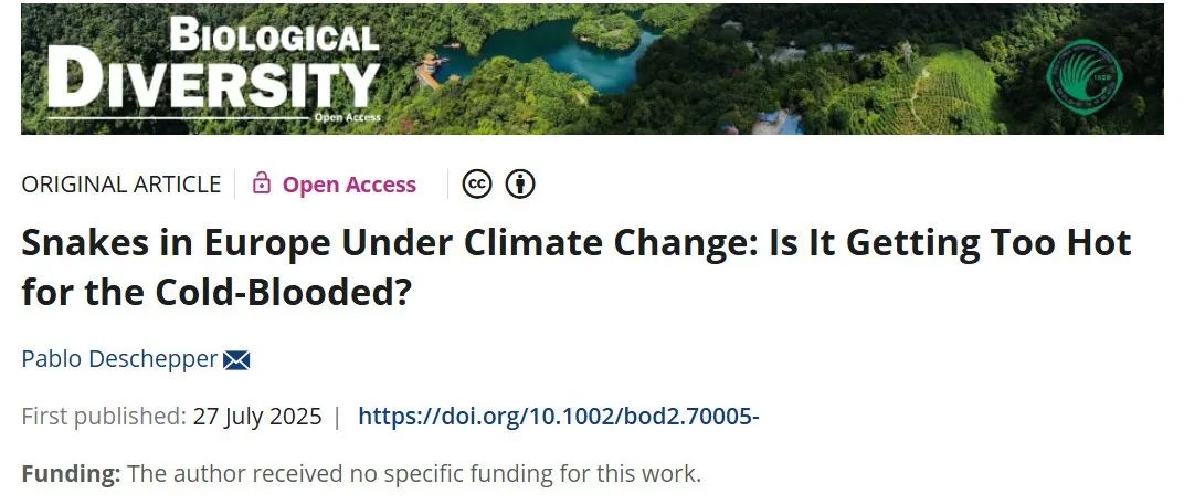 Biological Diversity | 气候变化背景下欧洲蛇类多样性的未来