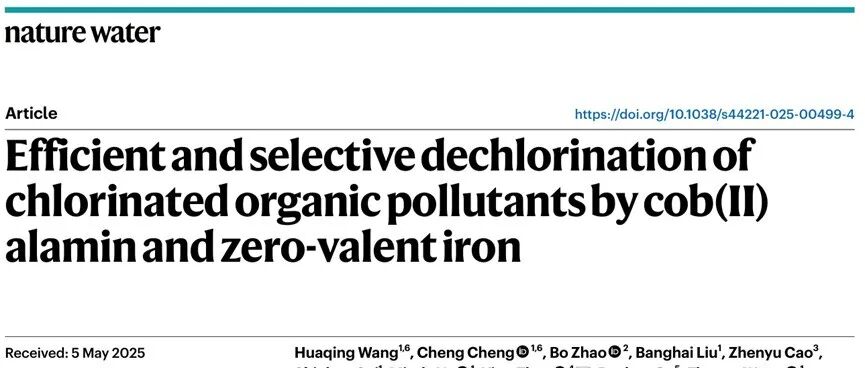 江南大学何锋、中国环科院席北斗团队Nature Water：零价铁也能脱氯1,2-二氯乙烷？加一点维生素B12吧！