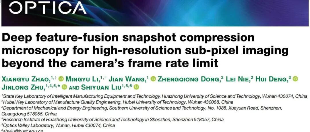 [文献速递Vol.332]-深度特征融合快照压缩显微镜实现超越相机帧率限制的高分辨率亚像素成像