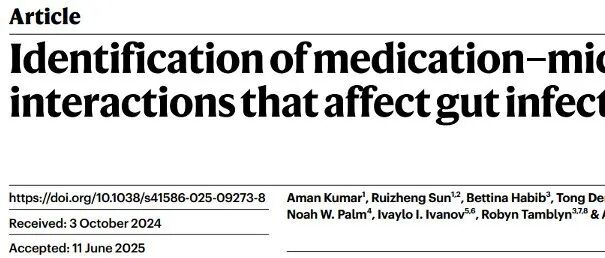 Nature丨鉴定影响肠道感染的药物-微生物相互作用