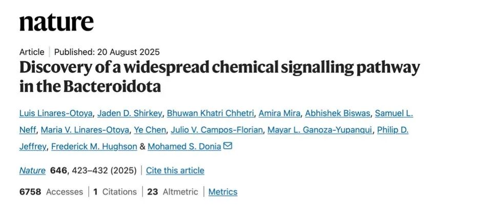 Nature 丨一种广泛分布于拟杆菌门的化学信号传导回路的发现