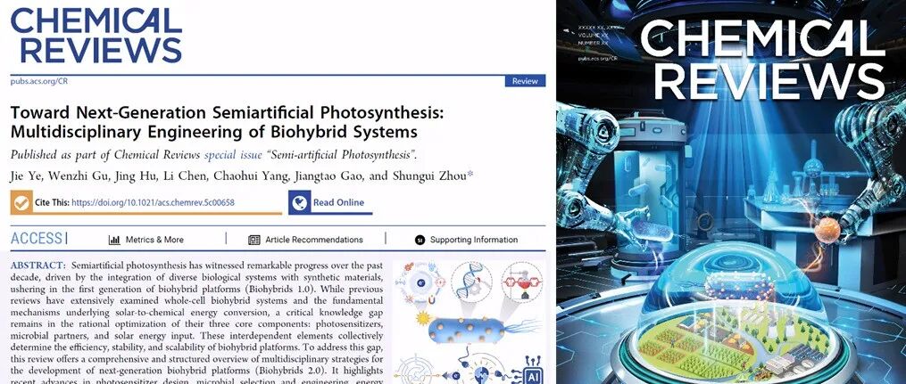 福建农林大学周顺桂团队Chemical Reviews封面综述：新一代半人工光合作用系统