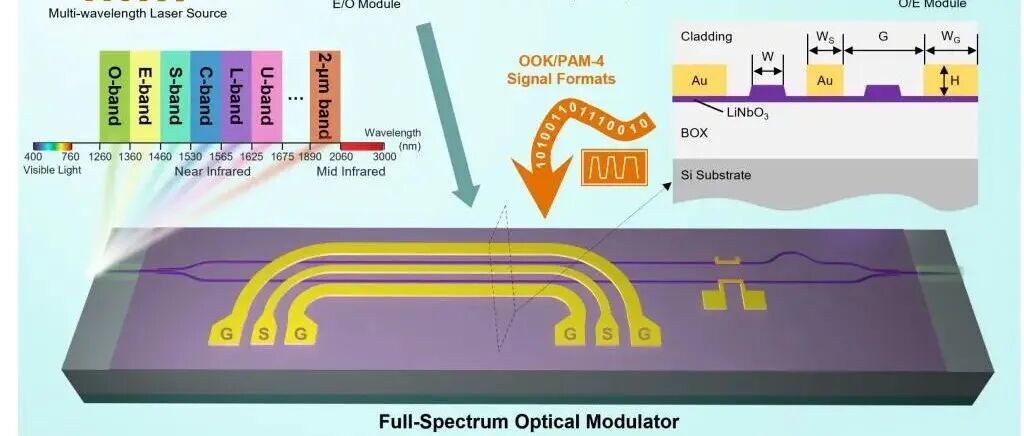 华中科技大学、复旦大学《Nature Communications》：800nm超宽带薄膜铌酸锂高速电光调制器