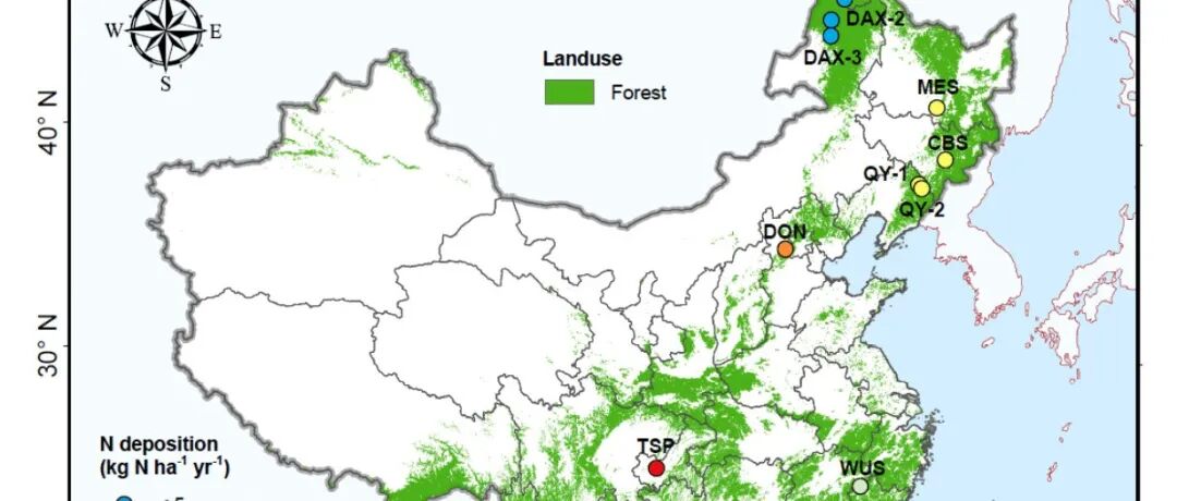 【Global Change Biology】沈阳生态所在量化我国森林大气沉降氮固持及其对森林碳汇的贡献取得重要进展