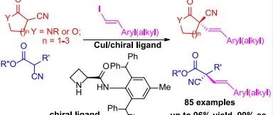 南方科技大学马大为，余沛源课题组：铜催化 α- 氰基取代羰基化合物的不对称乙烯基化反应